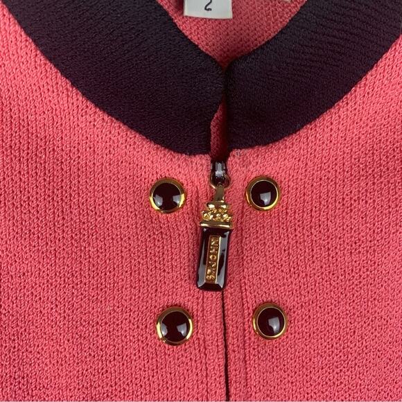 St. John size 2 xs Pink knit blazer Jacket with Black Trim buttons dog show - Picture 4 of 10